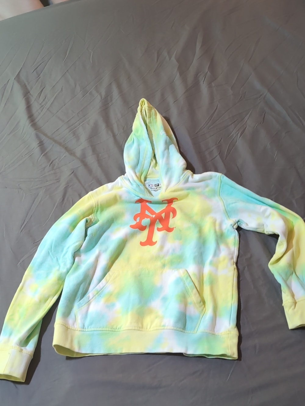 Tie-Dye Hooded Sweatshirt with Bright Orange NY Mets Logo Size Kids 10/12